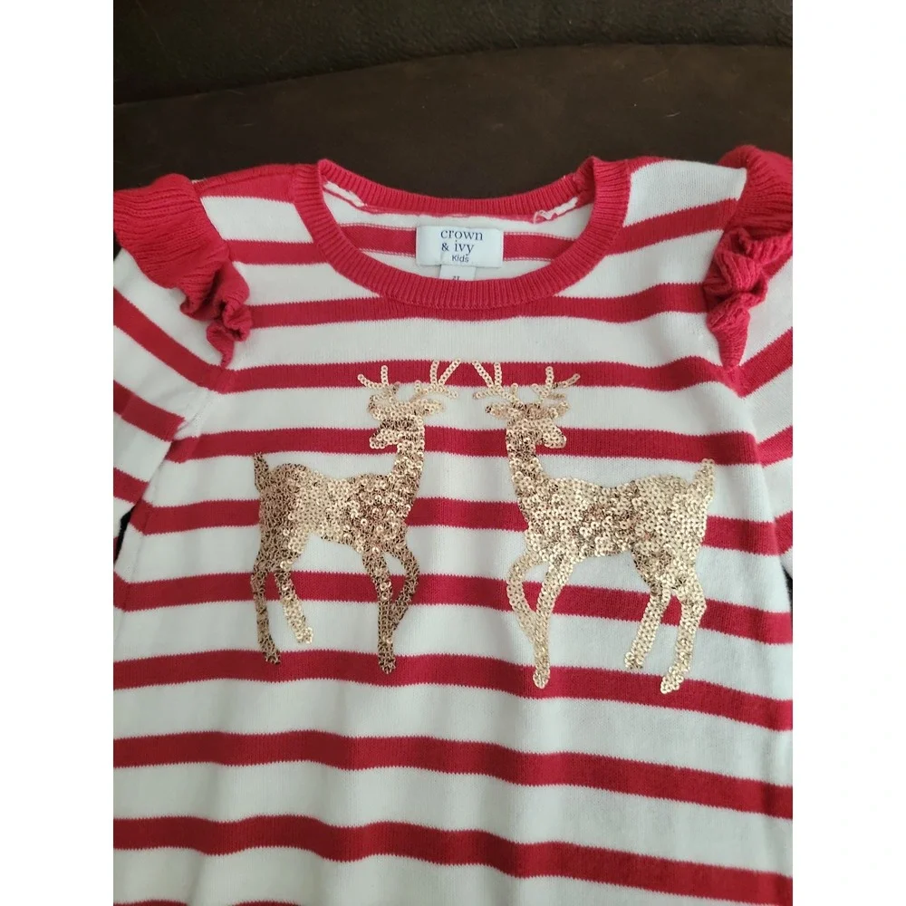 Crown and ivy Christmas holiday reindeer dress and‎ leggings size 2t